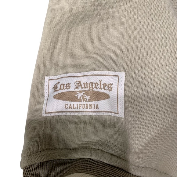 Fashion Nova Men LA Palm Tree Varsity Jacket Tan Letterman CKMG340F Large NWT - Picture 7 of 11